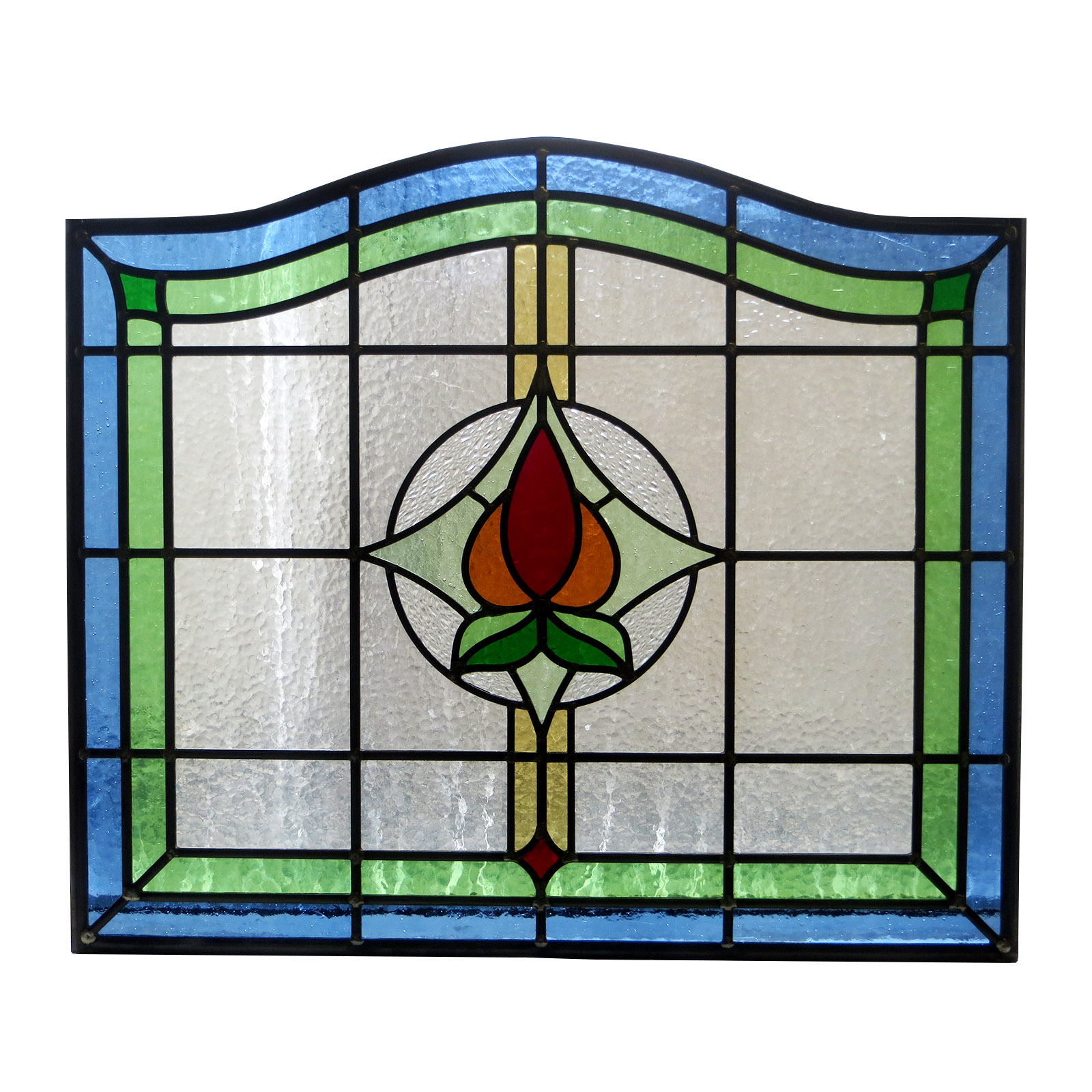 Arched 1930s Stained Glass Panel