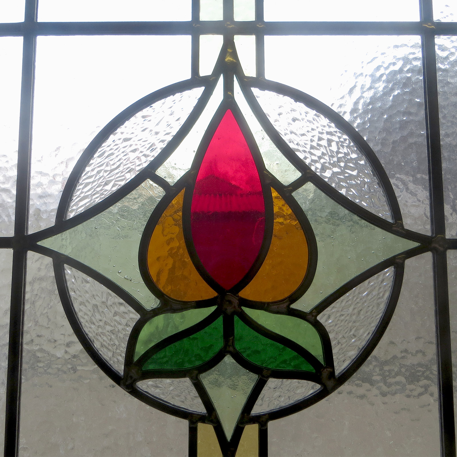 Arched 1930s Stained Glass Panel