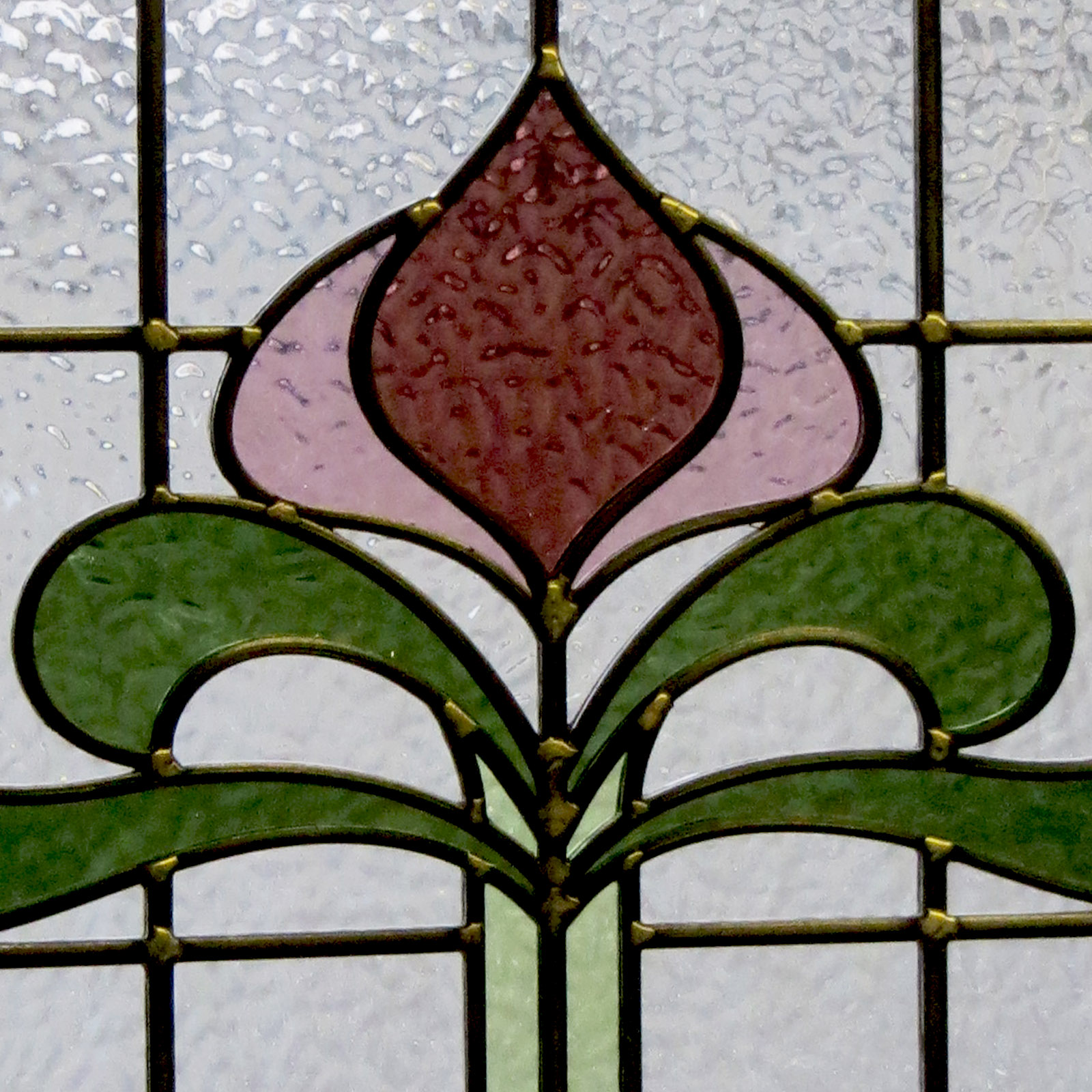 1930s Art Nouveau Stained Glass Panel