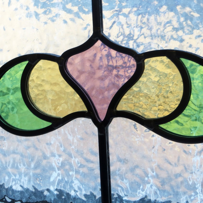 Simple Art Nouveau Stained Glass Panels From Period Home Style 4482