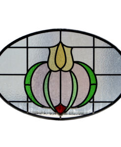 Art Nouveau 1930s Floral Stained Glass Panel