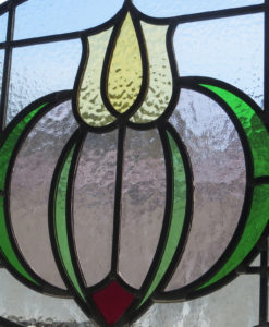 Art Nouveau 1930s Floral Stained Glass Panel