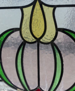 Art Nouveau 1930s Floral Stained Glass Panel