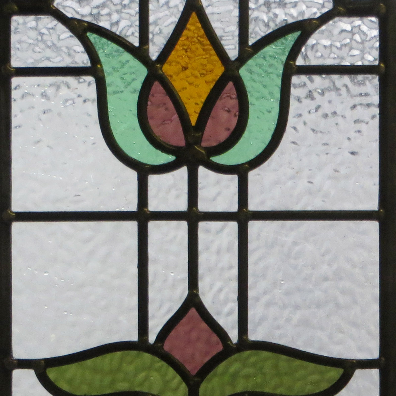 Floral Art Nouveau Stained Glass Panels From Period Home Style