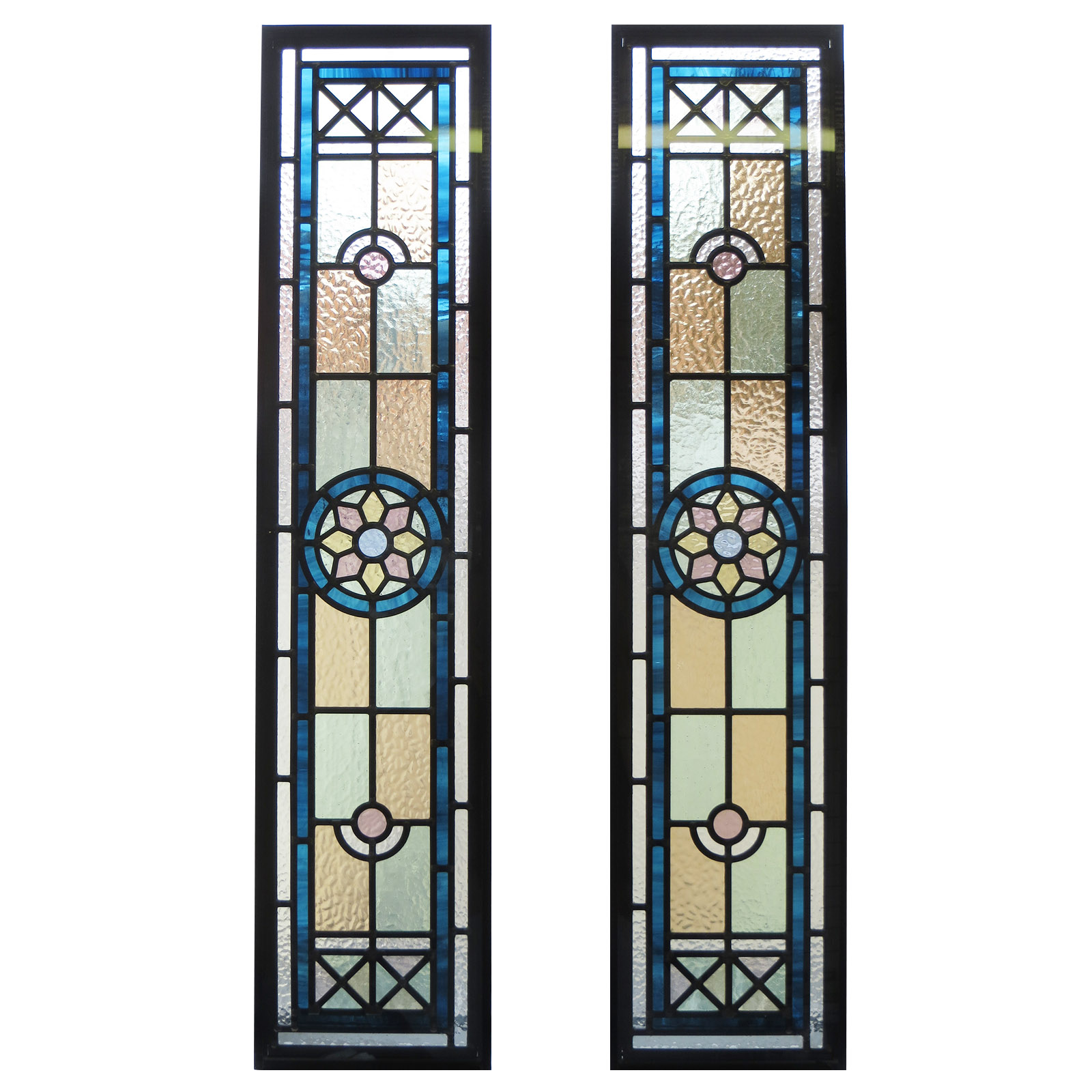 Blue Star Stained Glass Panels