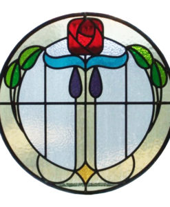 1930s Mackintosh Rose Stained Glass Panel