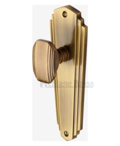 Art Deco Charlston Door Knob On Plate