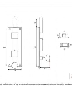 6'' Beeswax Straight Knob Bolt