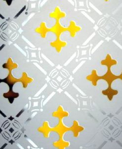 Amber Druids Cross Etched Glass