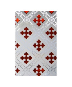 Red Druids Cross Etched Glass Panel
