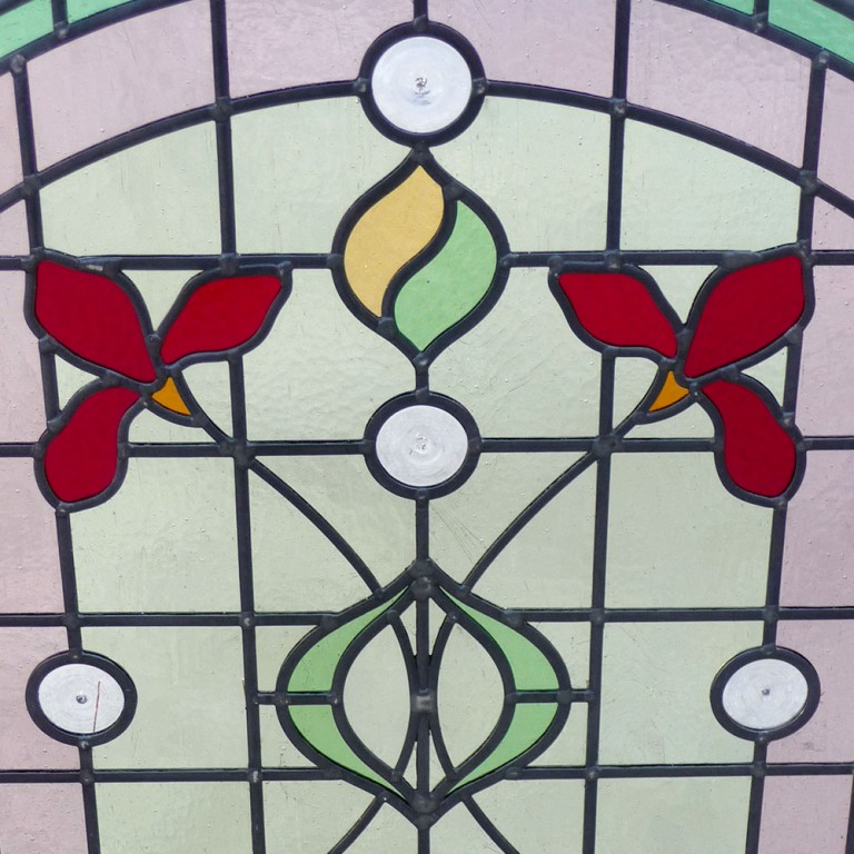 Detailed Art Nouveau Stained Glass Panel - From Period Home Style