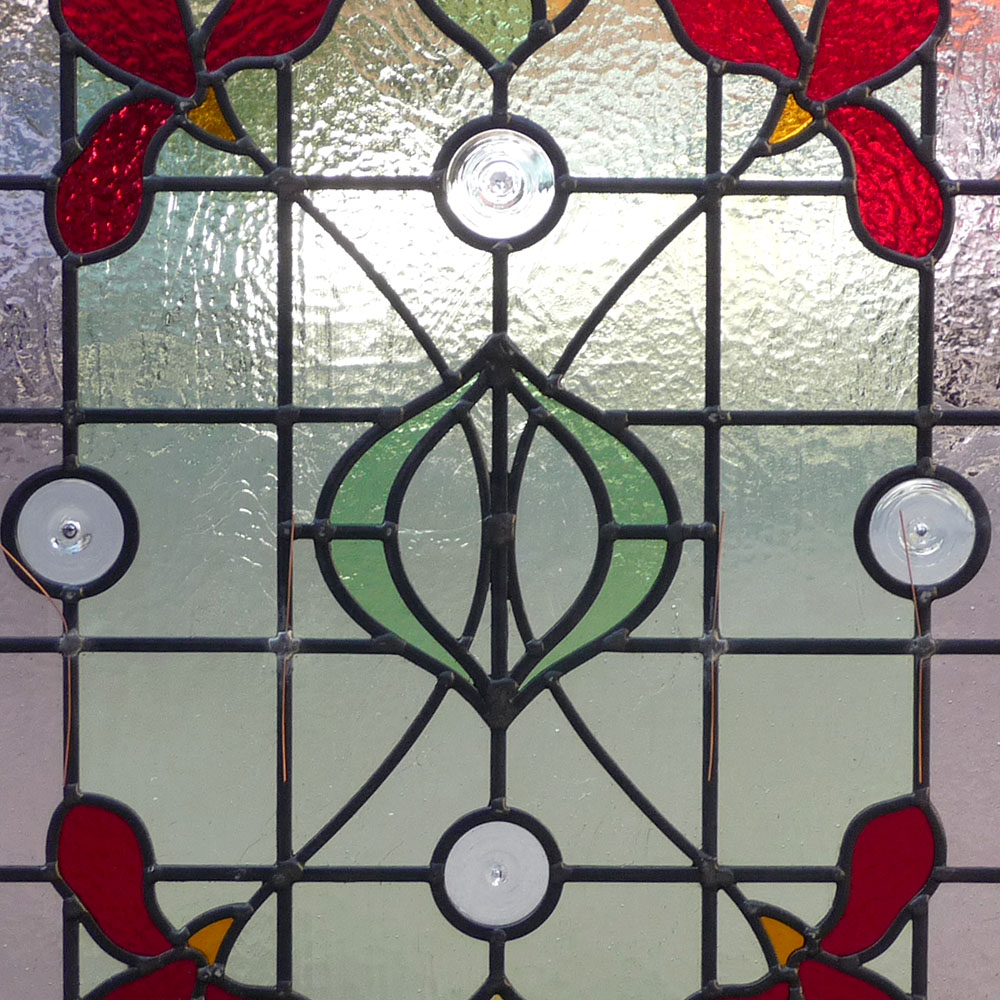 Detailed Art Nouveau Stained Glass Panel From Period
