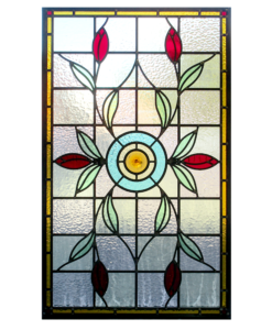 Intricate Floral Art Nouveau Stained Glass Panel