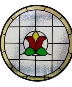 Art Nouveau Floral Bud Stained Glass Panel