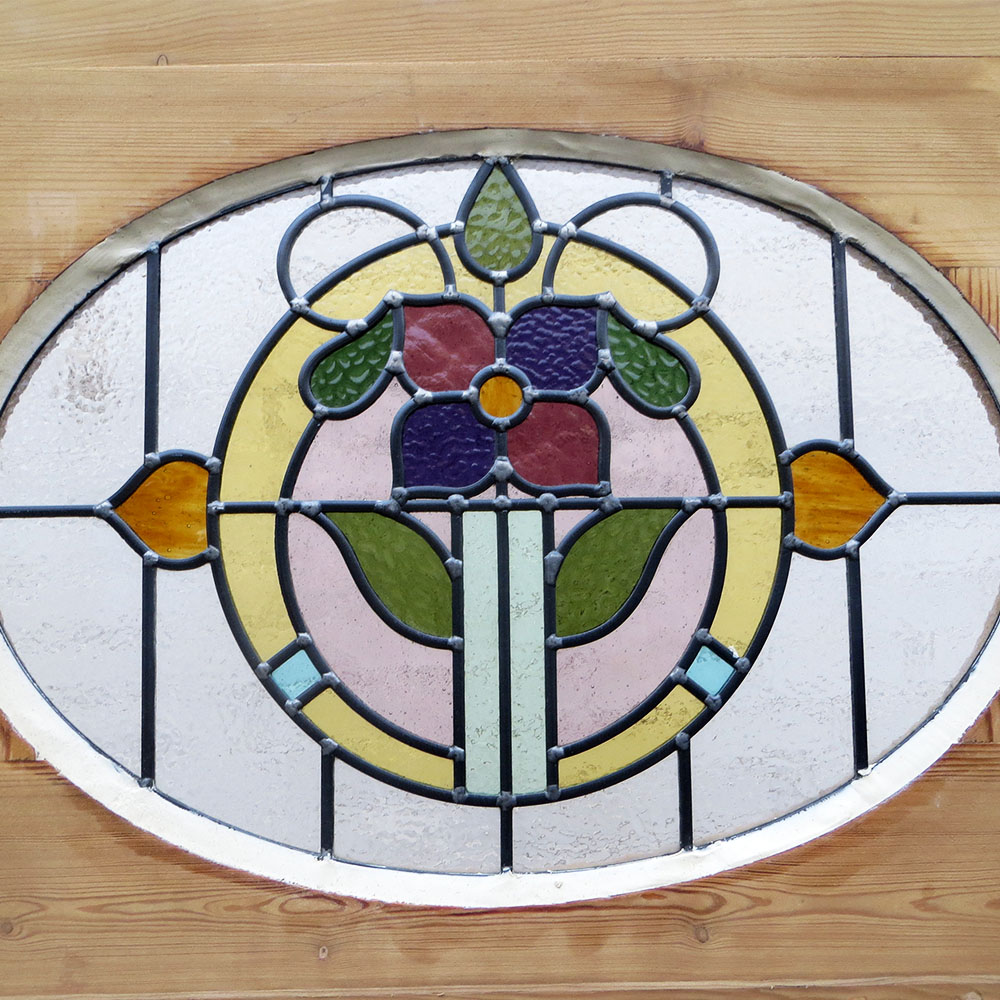 Art Nouveau Detailed Stained Glass Panel From Period Home Style