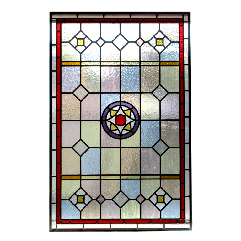 Intricate Victorian Stained Glass Panel From Period Home Style