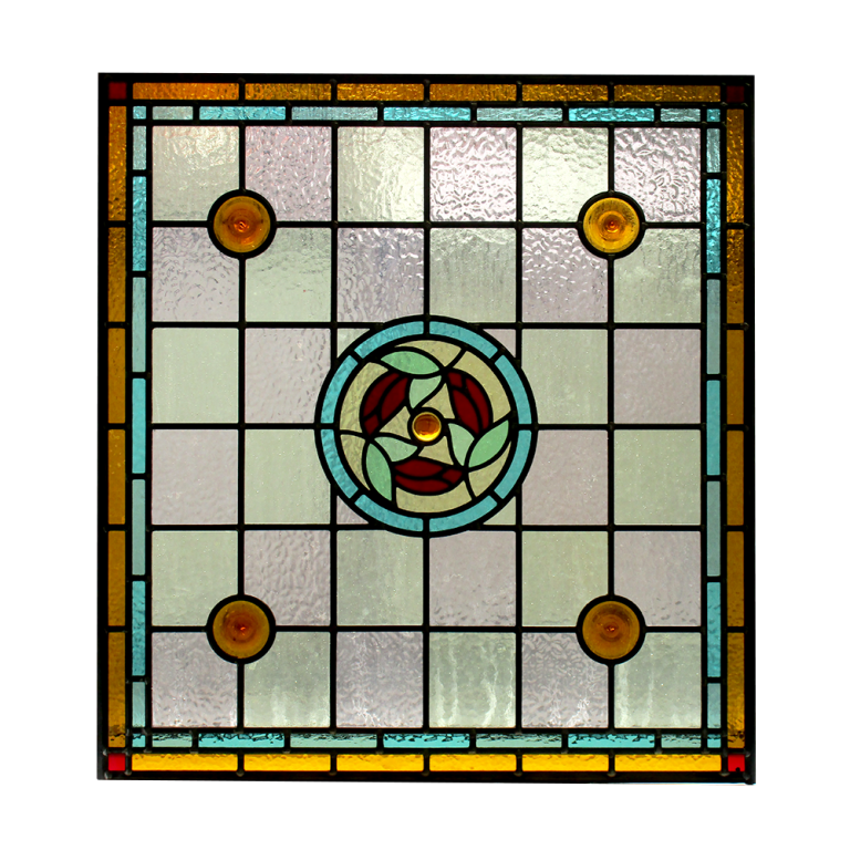 Floral Center Stained Glass Panel From Period Home Style