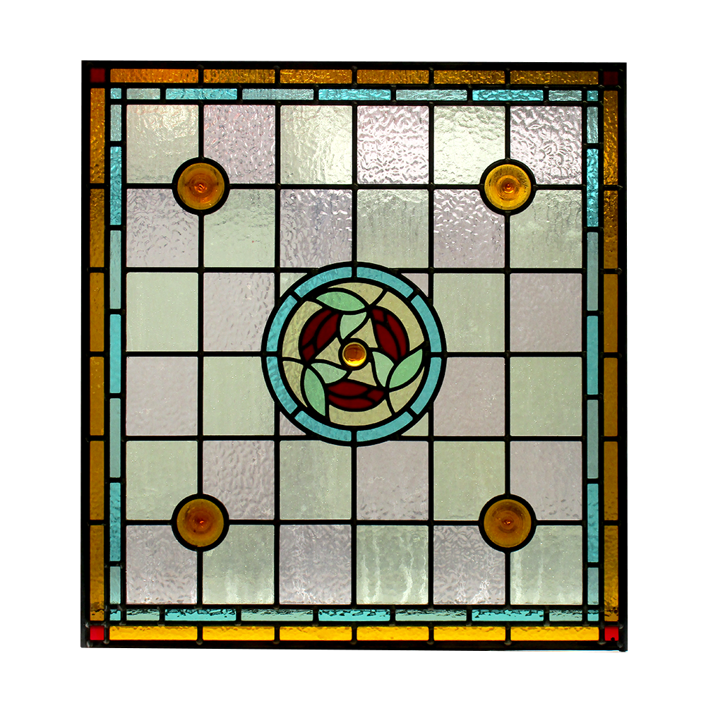 Floral Center Stained Glass Panel