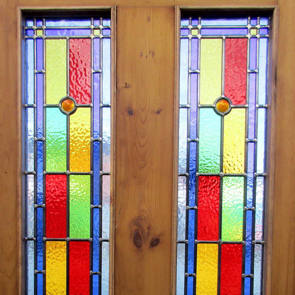 4 Panel Bullseye Stained Glass Interior Door Period Home Style