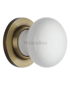 Plain White Porcelain Mortice Knob On Rose