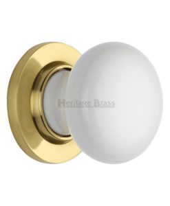 Plain White Porcelain Mortice Knob On Rose