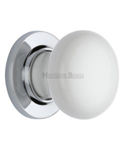 Plain White Porcelain Mortice Knob On Rose