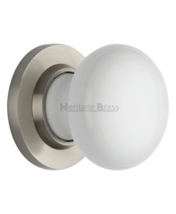 Plain White Porcelain Mortice Knob On Rose