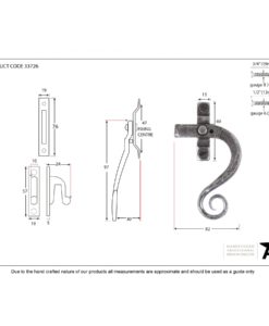 Pewter Monkeytail Fastener RH - Locking