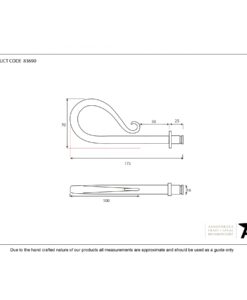 Beeswax Shepherds Crook Curtain Finial Measurements