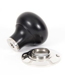 Ebony & Polished Nickel Bun Mortice/Rim Knob Set