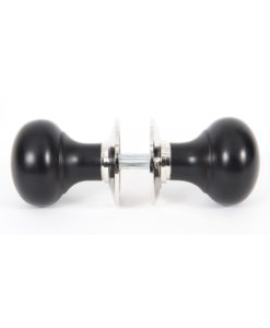 Ebony & Polished Nickel Bun Mortice/Rim Knob Set