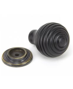 Small Ebony & Antique Brass Beehive Knob