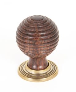 Large Rosewood & Antique Brass Beehive Knob