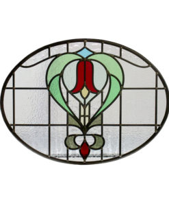 Simple Floral 1930s Stained Glass Panel