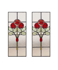 Victorian Mackintosh Rose Stained Glass Panels