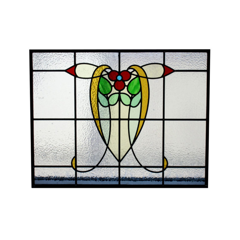 Art Nouveau 1930s Stained Glass Panel From Period Home Style 7488