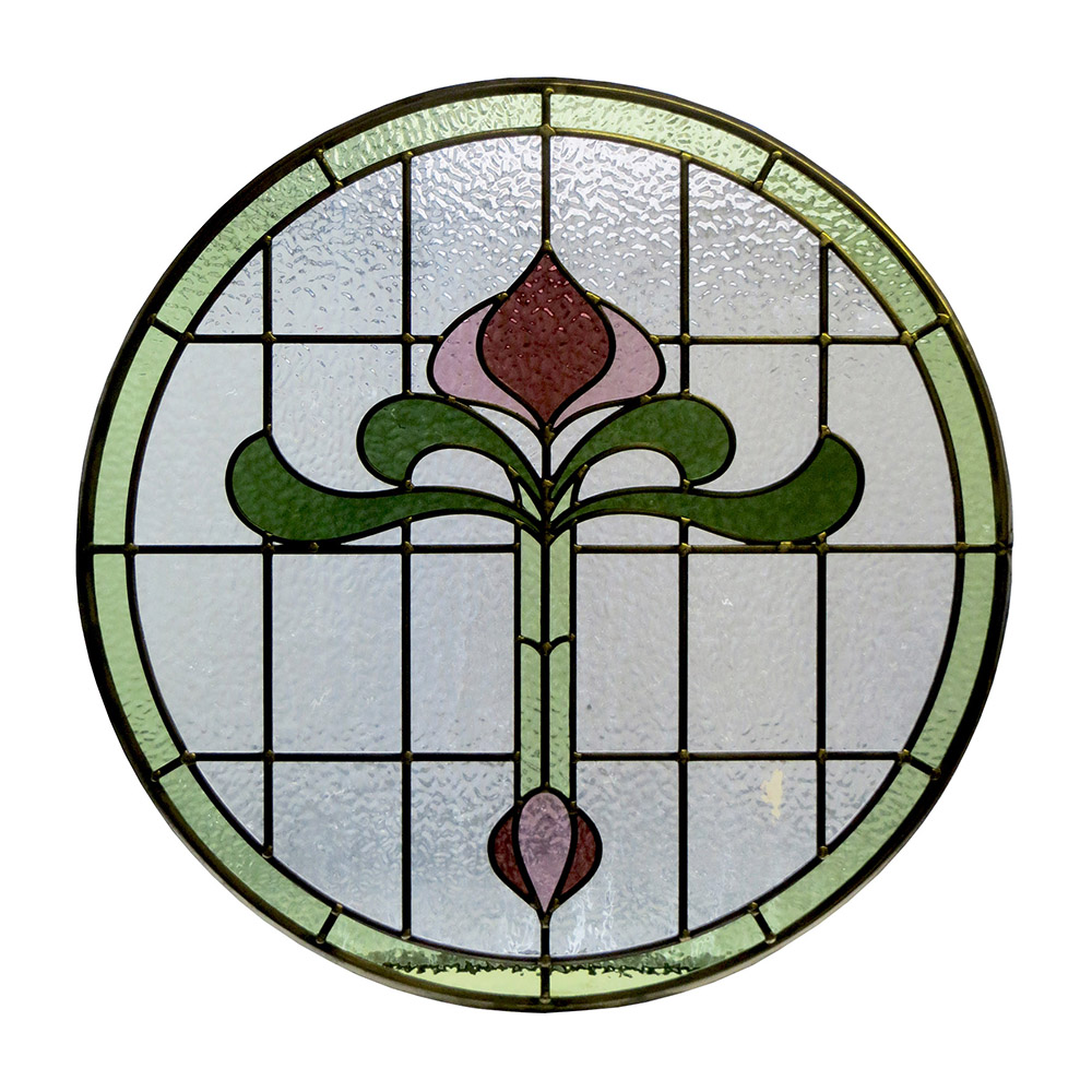 1930s Art Nouveau Stained Glass Panel