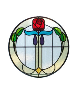 1930s Mackintosh Rose Stained Glass Panel