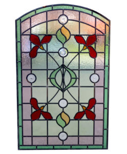 Detailed Art Nouveau Stained Glass Panel