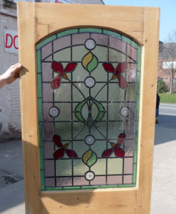 Detailed Art Nouveau Stained Glass Panel