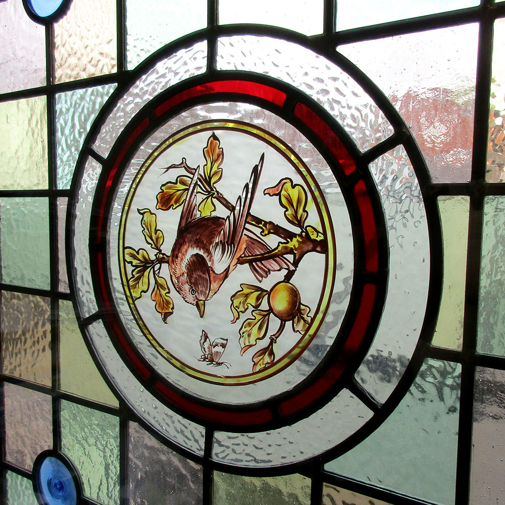 Central Bird Stained Glass Panel