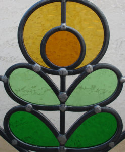 1930s Floral Heart Stained Glass Panel