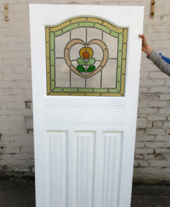 1930s Floral Heart Stained Glass Panel