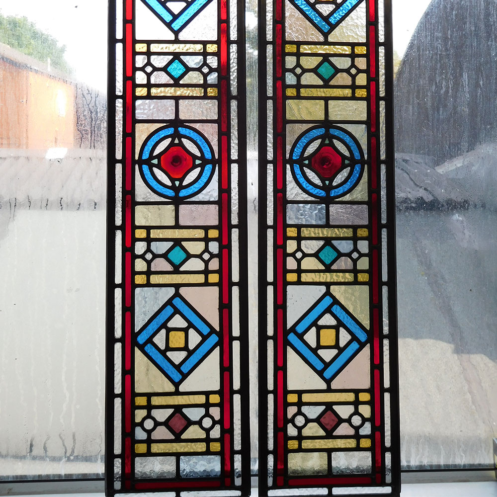 Intricate Edwardian Stained Glass Panels