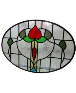 1930s Floral Stained Glass Panel