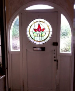 Circular Floral Stained Glass Panel