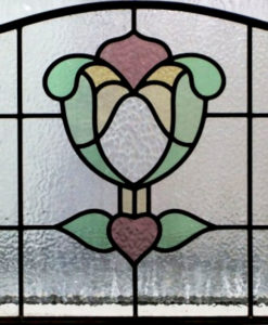 1930s Flower Bud Stained Glass Panel