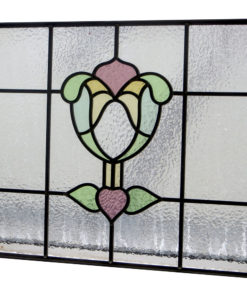 1930s Flower Bud Stained Glass Panel