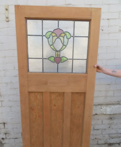 1930s Flower Bud Stained Glass Panel