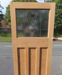 1930s Flower Bud Stained Glass Panel